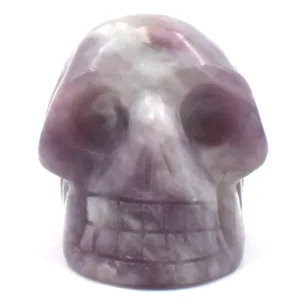Pink Tourmaline in Quartz Crystal Skull Carving